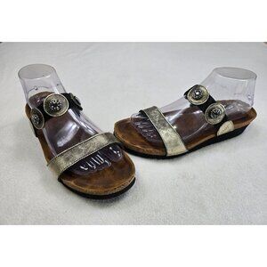 Naot Womens Metallic Sandals Size 41 With Embellished Straps & Cork Sole